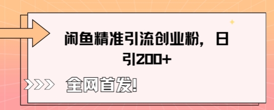 闲鱼精准引流创业粉，轻松日引200+-轻创终点站