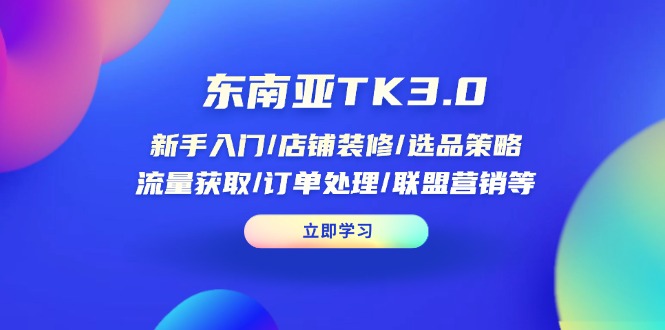 （14208期）东南亚TK3.0：新手入门/店铺装修/选品策略/流量获取/订单处理/联盟营销等-轻创终点站